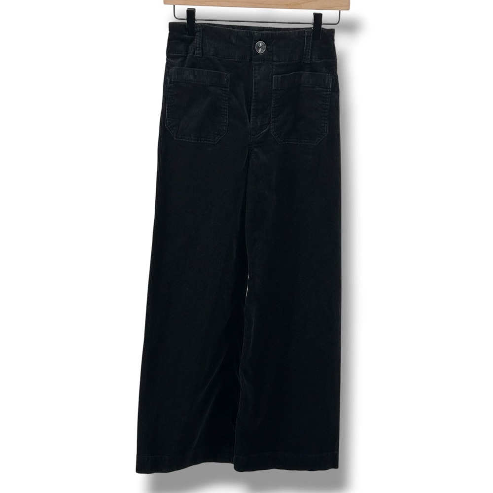 Maeve The Colette‎ Pants Womens 26 Black Corduroy Wide Leg  Chic Dark Academia